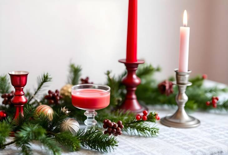 Warmth of Christmas Red Candlestick and Holiday Flavors